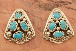 Genuine Sleeping Beauty Turquoise Sterling Silver Post Earrings